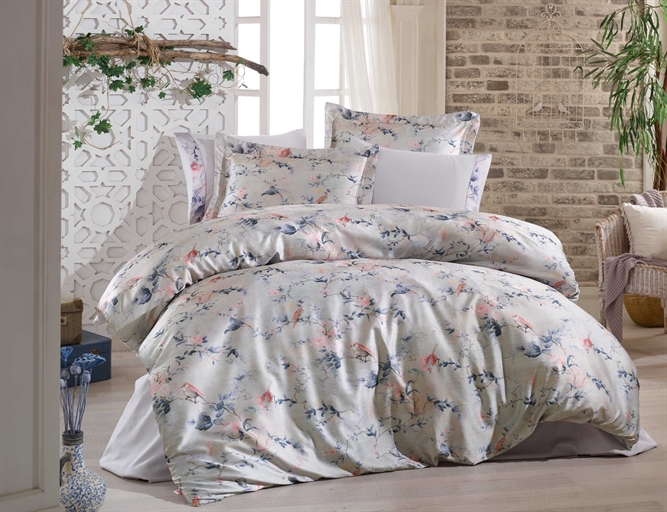 Двуспальное евро постельное белье Hobby Julia Beige Crash Sateen ...