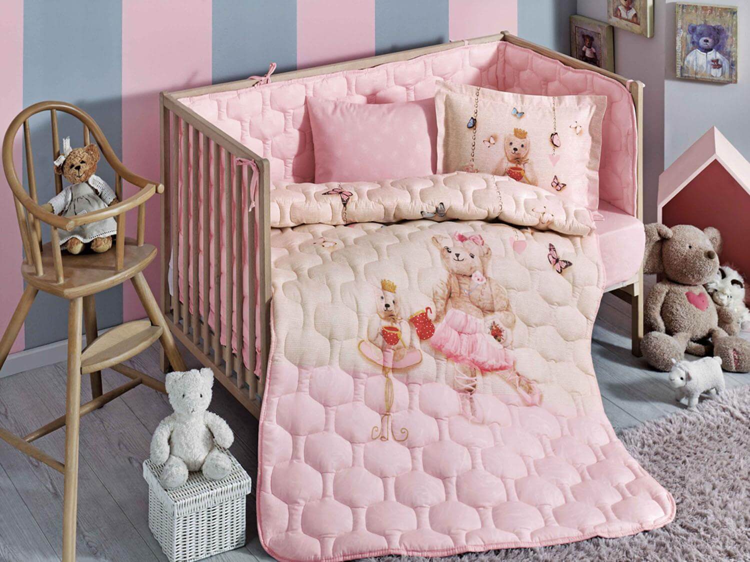 Набор в кроватку с бортиками и одеялом TAC Balerina Pink (6 предметов)